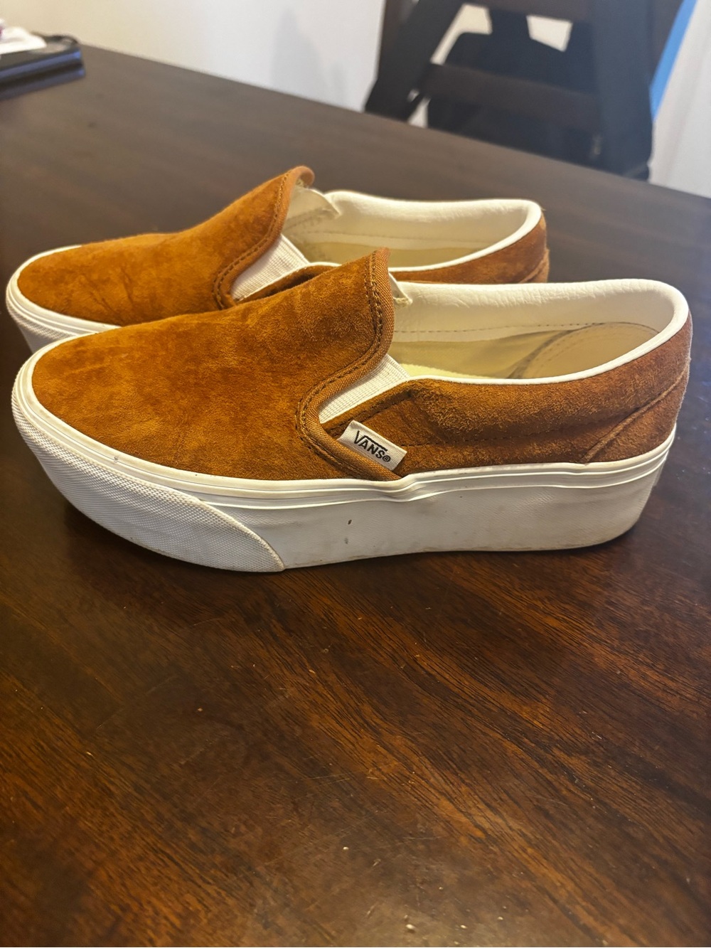 Vans Suede Slip-On Platform Sneakers - Rust Orange